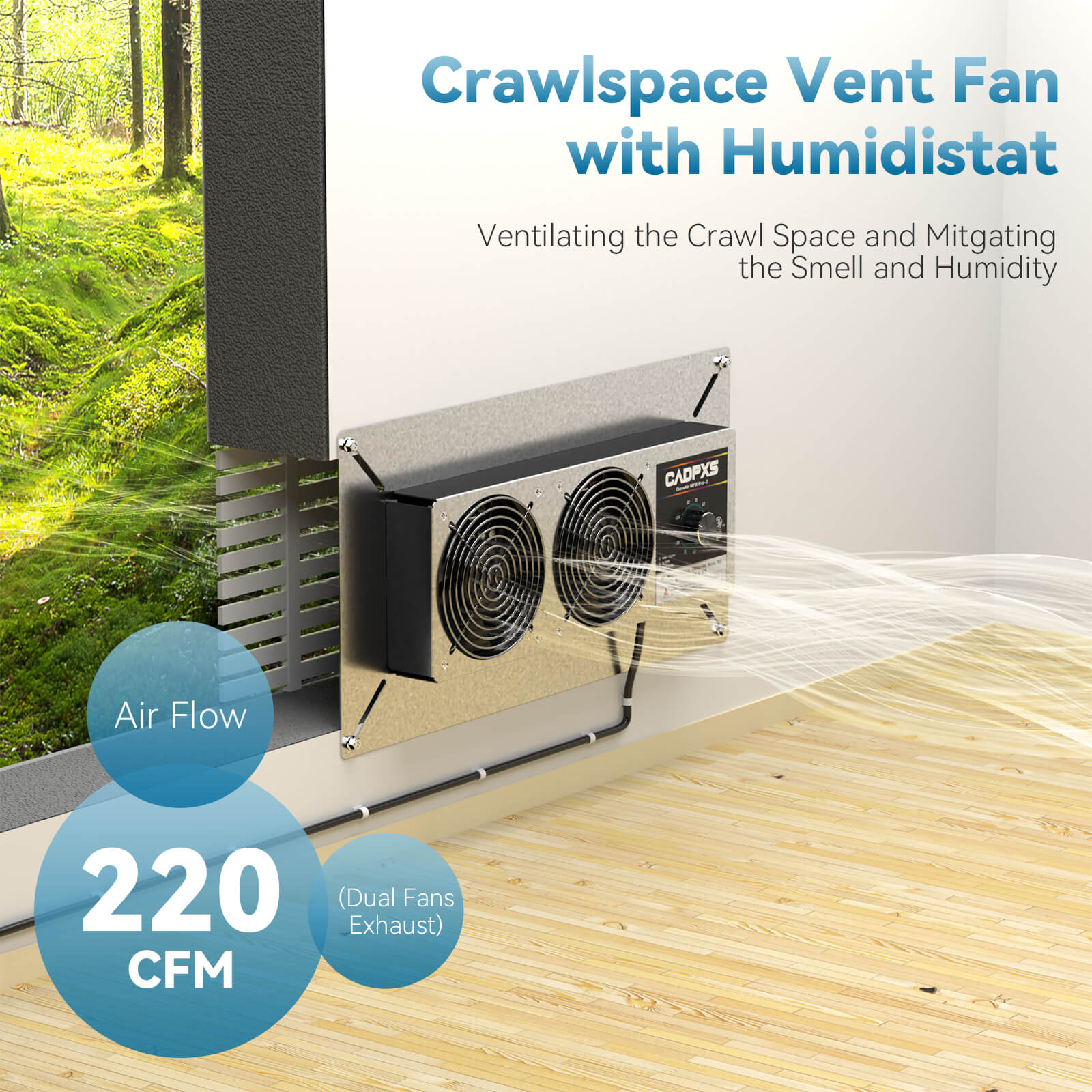 Portable Crawl Space Fan - Foundation Air Vent Moisture Exhaust