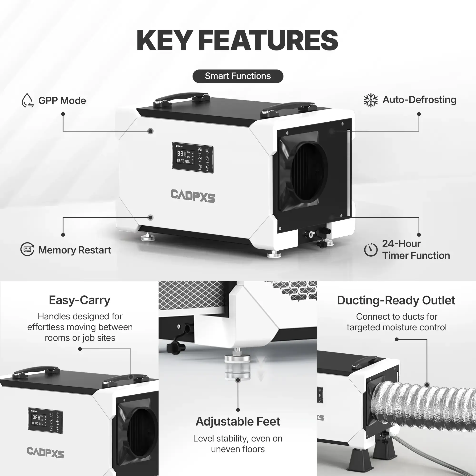 CADPXS Remois XP145 145-Pint High-Capacity Commercial Dehumidifier